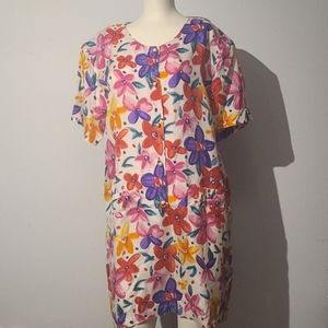 Vintage 100% silk tunic floral dress